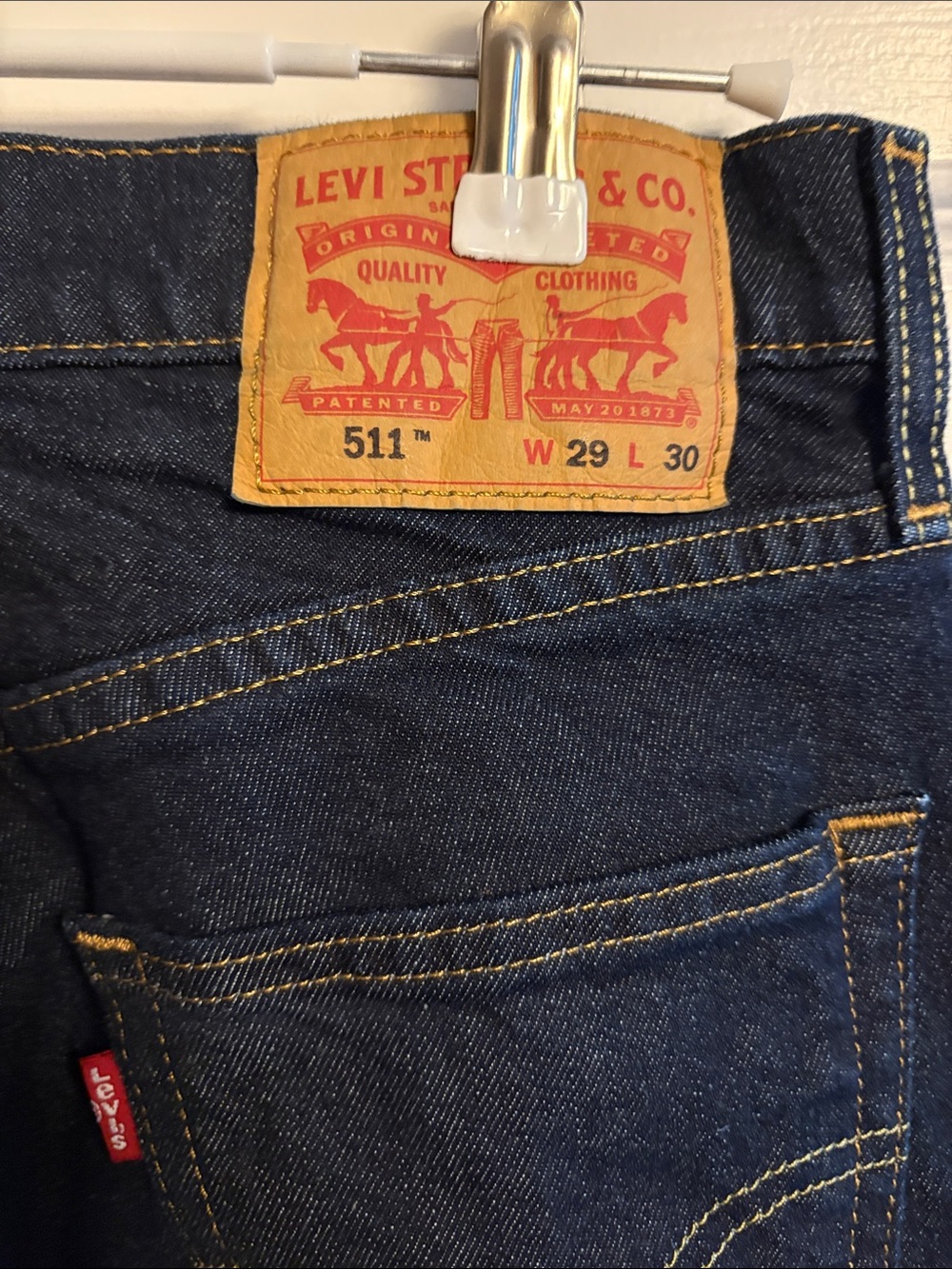 Levi's 511 Slim Men's Jeans — Dark Blue Denim with Yellow Stitching